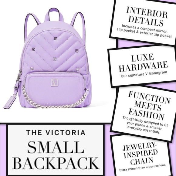 Victoria's Secret Lavender Purple Pastel Small Back Pack backpack NWT PINK bag - Picture 2 of 2